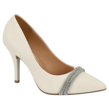Imagem de Scarpin Feminino Branco Off Cristal Silver Vizzano 1184.1174
