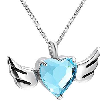 Imagem de YTIYT Colar de cinzas colares de urna para cinzas cremação asa de anjo coração urna colar de cinzas suporte lembrança, Aço inoxidável, não conhecido