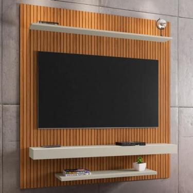Imagem de Painel Sala Leme para Tv até 60 Polegadas Ripado/off White