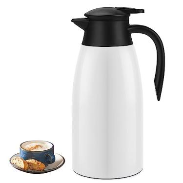 Imagem de Garrafa de café de 1,984 g com isolamento térmico de aço inoxidável, recipiente térmico para café, água quente, chá, bebidas quentes – Mantenha 12 horas quentes, 24 horas frias - branco