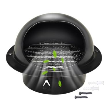 Imagem de Tampa de ventilação de parede redonda de 10 cm, capa de ventilação de grade hemisférica de aço inoxidável preta FocuVenHom com malha fina para apartamentos, casa, apartamento