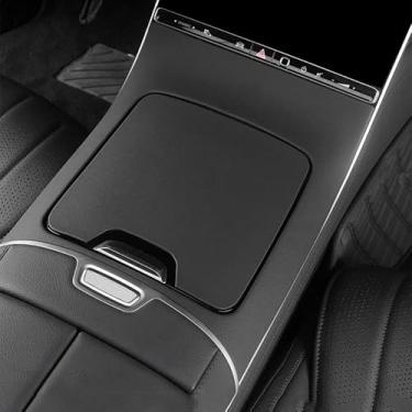 Imagem de Capa de decoração de console central de carro adesivo de couro para painel de câmbio de marchas protetor de moldura guarnição para Mercedes Benz S Class W223 2021-2024 S450L S500 S580 S63 AMG S560