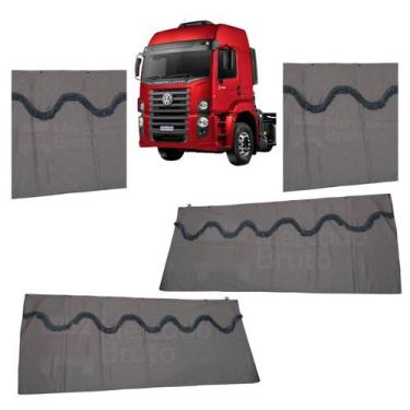 Imagem de Cortina Cetim Caminhão c/ 4 Pçs Volks Constellation Cab Dupl - JCS Ace