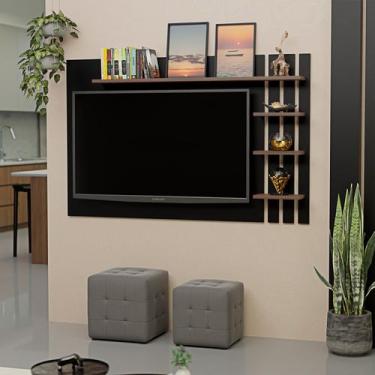 Imagem de Painel de TV Ripado Até 32 Polegadas Com Prateleiras NetMobil, Preto/N