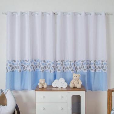 Imagem de Cortina Nuvenzinha 2,00 X 1,70 Quarto Bebe Azul Bebe - Doce Lar Enxova
