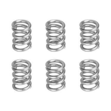 Imagem de uxcell 6 molas de compressão, 1 mm de diâmetro do fio x 6 mm OD x 10 mm de comprimento 304 de extensão de aço inoxidável 304 molas de pressão para reparos domésticos em lojas, prata