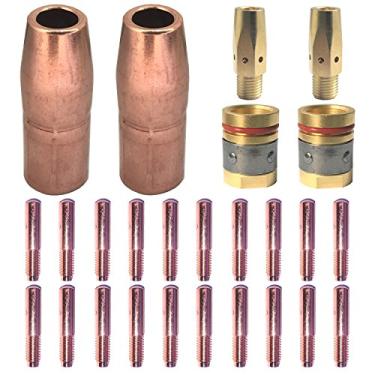 Imagem de Acessório de pistola de solda Mig Kit de 0,030 polegadas para Miller Millermatic M-25, M-40 e Hobart H Pistola MIG: 20 peças Pontas de contato de soldagem 000-067 0.1 cm + 2 peças de bicos de soldagem