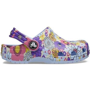 Imagem de Sandália crocs classic retro floral clog t blue calcite/multi - 28