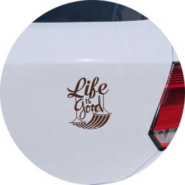 Imagem de Adesivo de Carro Life is Good - A Vida é Boa - Cor Marrom - Melhor Ade