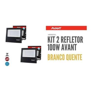 Imagem de Kit 2 Refletor Led Avant 100w Branco Quente, Branco-quente
