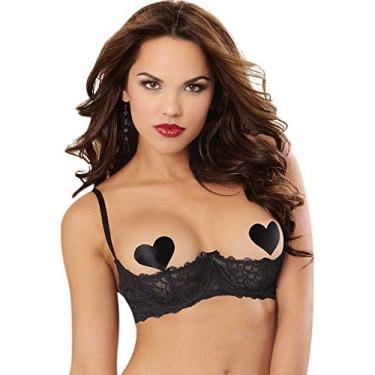 Imagem de Dreamgirl Sutiã feminino de renda com aro e bojo aberto, Preto, 38