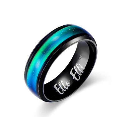 Imagem de Ello Elli Anel de 8 mm de ajuste confortável de aço inoxidável, cor que muda de humor, prateado/tom preto Preto