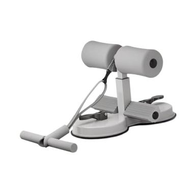 Imagem de menolana Barra de abdominais com altura ajustável Suporte de chão para abdominais Antiderrapante com 2 ventosas fortes com faixa de resistência para pés e, Cinza