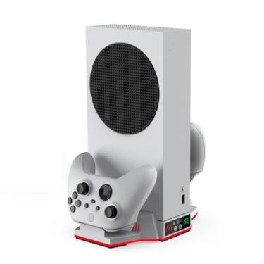 Imagem de Base Suporte Cooler 2 Ventoinhas Carregador Duplo com Iluminação Led Compatível com Xbox Series S (Branco)