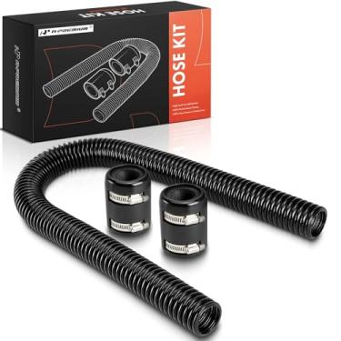 Imagem de A-Premium Mangueira de radiador flexível universal de 91,4 cm - Kit de mangueira de refrigerante adaptador de mangueira de água de aço inoxidável - com 2 tampas de alumínio polido (4 braçadeiras)
