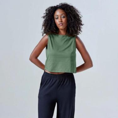 Imagem de Blusa Regata Cropped Feminina Basicamente Ref. 111904, Verde 5, GG