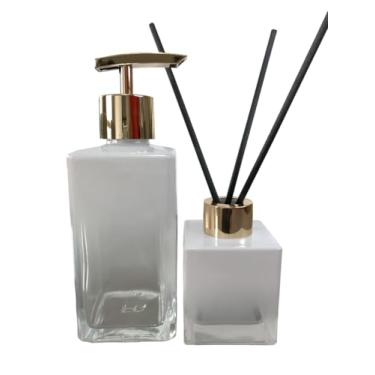Imagem de Kit Lavabo Saboneteira 250ml E Difusor De Varetas 100ml Degradê Branco (Gold)