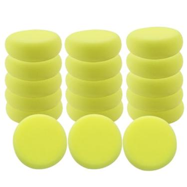 Imagem de Waziaqoc Esponja de pintura redonda de 24 peças, esponjas de artista sintético, esponjas de cerâmica, aplicador amarelo esponja de aquarela para pintura, artesanato, cerâmica, uso doméstico, 7 cm
