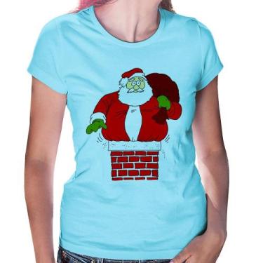 Imagem de Baby Look Papai Noel Chaminé - Foca na Moda, Azul bebê, M