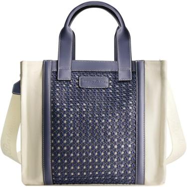 Imagem de Tommy Bahama Sacola, bolsa de ombro feminina casual para uso diário com design de tecido e alça de ombro ajustável, azul