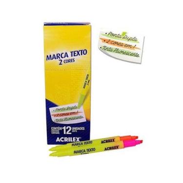 Imagem de Caneta Marca Texto 2 em 1 Ponta Dupla 2 Cores Sortidas Tinta Fluoresce
