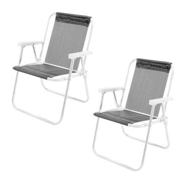 Imagem de Kit 2 Cadeira de Praia Alta Alumínio Lazy Sannet Preto - 023507 Belfix