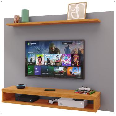 Imagem de Painel Suspenso Nairóbi Prateleira Superior Nicho Tv até 48 Polegadas Sala Estar Quarto - Cinza/Cinamomo - Lojas rpm