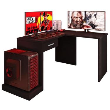 Imagem de Mesa de Canto para Computador Desk Gamer DRX-9000 - pr Móveis Preto Black