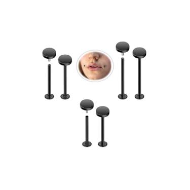 Imagem de 6ixGosh Anéis de língua de bochecha labret 16G aço cirúrgico Monroe piercing labial joias kits de anéis de barra ultra-longo comprimento 14/16/19/22/25 mm, 19/22/25mm Bar,5mm O Top, Aço inoxidável