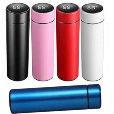 Imagem de Garrafa Térmica Café Água Chá Com Sensor De Temperatura Em Led 500ML Cores Aleatorias Aço Inoxidável Portátil Anel De Vedação Não Vaza