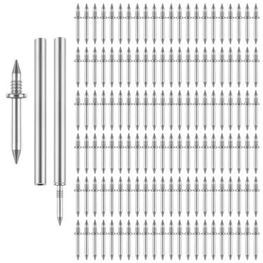 Imagem de 500 peças de fio de rodapé de cabeça dupla, prego sem costura, pregos de cabeça dupla, sem marcas, parafusos de segurança invisíveis e ferramenta de manga específica para pregos para madeira maciça