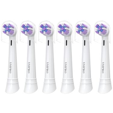 Imagem de Pacote com 6 cabeças de substituição compatíveis com escova de dentes elétrica Oral B iO 10 9 8 7 6 5 4 3 séries elétrica, cabeças de escova média, branco