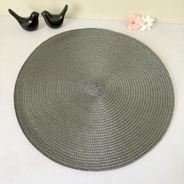 Imagem de Kit 6 Lugares Jogo Americano Redondo Descanso Prato Sousplat De Mesa Posta Jantar (Cinza Escuro)