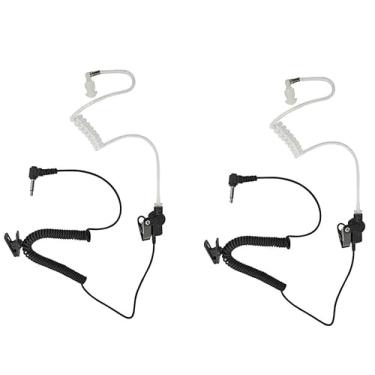 Imagem de HELETUL (2 unidades) Fone de ouvido de 3,5 mm apenas para rádio policial e aplicação da lei, kit de vigilância, fone de ouvido de tubo acústico para alto-falante remoto da polícia Harris, microfones