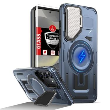 Imagem de FRLMOOES Capa para Samsung Galaxy S24 Plus compatível com carregamento MagSafe magnético sem fio, com suporte para capa de câmera, com protetor de tela, proteção resistente à prova de choque para S24+