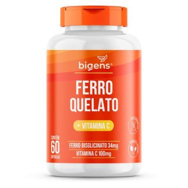 Imagem de Ferro Quelato 34mg Vitamina C 100mg Por Cápsula  60 Cápsulas  Vegano  