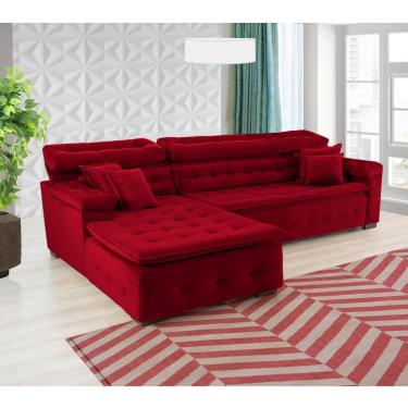 Imagem de Sofá Orlando 2.40x1.90m Com Chaise, Retrátil E Reclinável - Vermelho