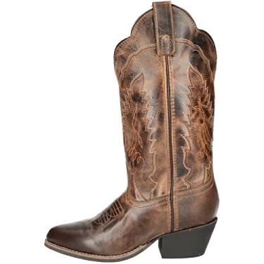 Imagem de Smoky Mountain Boots | Série Amelia | Bota Western feminina | 30,5 cm de altura | R-Toe | Couro durável | Sola de borracha e salto ocidental | Parte superior de couro e forro sintético | Haste de aço,