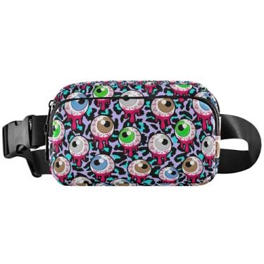 Imagem de Pochete feminina de Halloween fofa de gnomo à prova d'água, bolsa de cinto, bolsa de cintura para viagem fofa, Bloody Zombie Alien Eyeballs, 8 x 5.3 x 2.3 inch, Estampa fofa