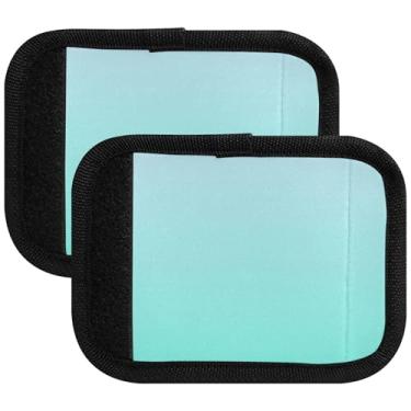 Imagem de Personalizada Elegante Azul Aqua Gradiente Bolsa de Bagagem Alça Envoltório Bonito Identificador Capas de Alça Neon Acessórios de Mala, Pacote com 2, Elegante gradiente azul aqua, 2 Pack, Linda
