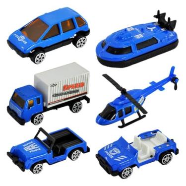 Imagem de Kit 6 Veículos Miniaturas Dm Collection Azul 1:64 - Dm Toys