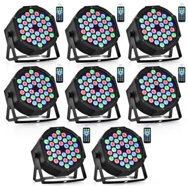 Imagem de CO-Z Luzes De Palco 36 Rgb Led Par Com Controle Remoto Ativado Por Som, Iluminação Para Dj, Eventos, Casamentos, Festas, Bares, Clubes, Musical, Pacote 8