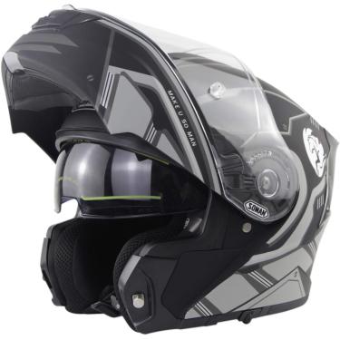 Imagem de Capacete Dianteiro Flip Up Da Motocicleta Com Viseira Solar Dupla, Capacetes Flip-up Modulares Capacete De Motocicleta Aprovado Pela Ece Capacete De Choque Integral, E, XL(59-60cm)