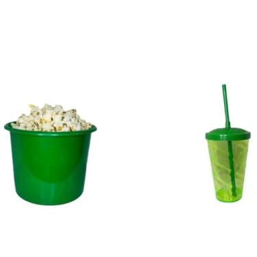 Imagem de Kit Cinema 50 balde 1,5L Pipoca + 50 copos Twister Colorido 400ml (VERDE-BANDEIRA)