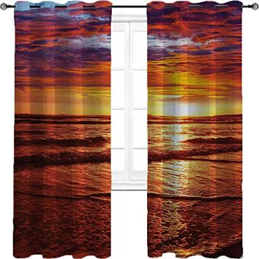 Imagem de Cortinas blackout Havaí para quarto - isolamento térmico, economia de energia e redução de ruído, 2 painéis por grupo são usados na sala de estar ou quarto, L 182 x C 236 cm amarelo laranja