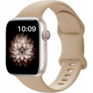 Imagem de Pulseiras esportivas de silicone compatíveis com Apple Watch séries 10, 9, 8, 7, 6, 5, 4, 3, 2 e 2 e SE, 40 mm, 38 mm, 41 mm, 45 mm, 42 mm, 49 mm, 40 mm, 38 mm, 41 mm, 44 mm, 49 mm