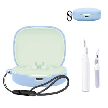 Imagem de Capa para XiaoMi Redmi Buds 7S, capa protetora para fone de ouvido NOUKAJU (com mosquetão + cordão + caneta de limpeza) à prova de quedas, arranhões, à prova de choque, capa para Redmi Buds 7S (azul