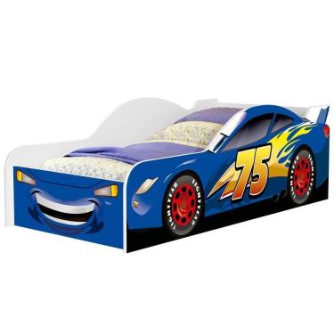 Imagem de Mini Cama Infantil 148x68cm Personagens Carro Azul Z53 - Mpozenato