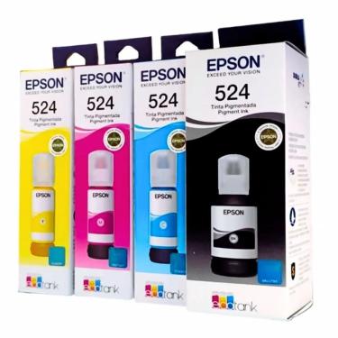 Imagem de Kit 04 Refil De Tinta Epson T524 - L15160, L15150, L6490,  04 Cores Vencimento 12/2027