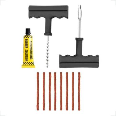 Imagem de Kit Reparo de Pneu Sem Câmara C/Chaves + 5 Refil + Cola Carro e Moto -